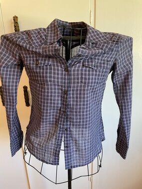 Converse One Star Plaid Shirt in Purple and Black